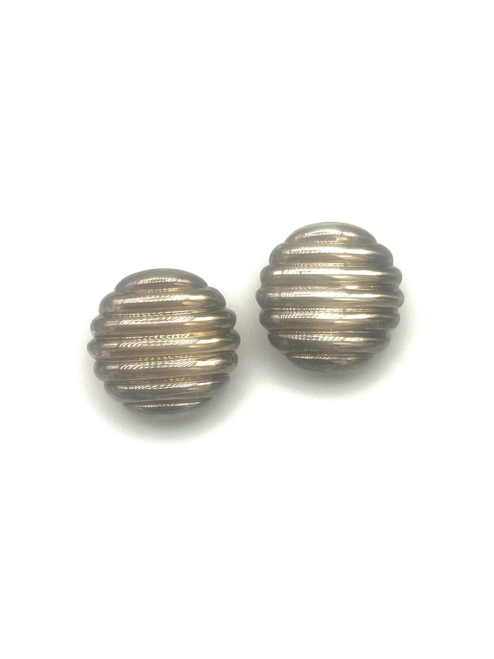 John Hardy Ribbed Round Sterling Silver Button Earrings with Omega Back